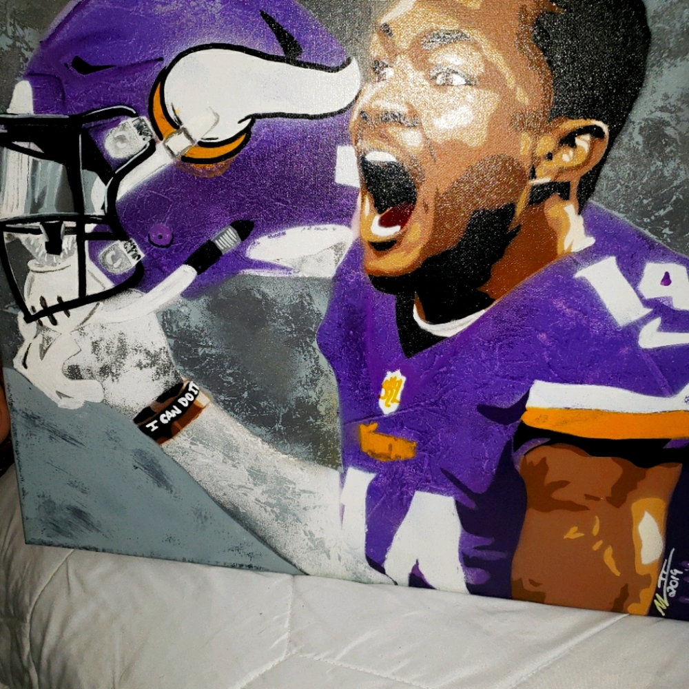 #14 Diggs Minnesota Vikings custom spray paintArt